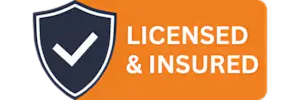 A full color 300x100 webp image of CAT Exteriors' licensed and insured badge.