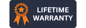 A full color 300x100 webp image of CAT Exteriors' lifetime warranty badge.