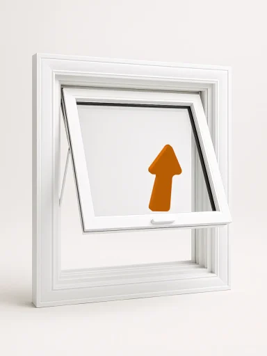 A full color 1080x1440 webp image of an awning window product model from CAT Exteriors.