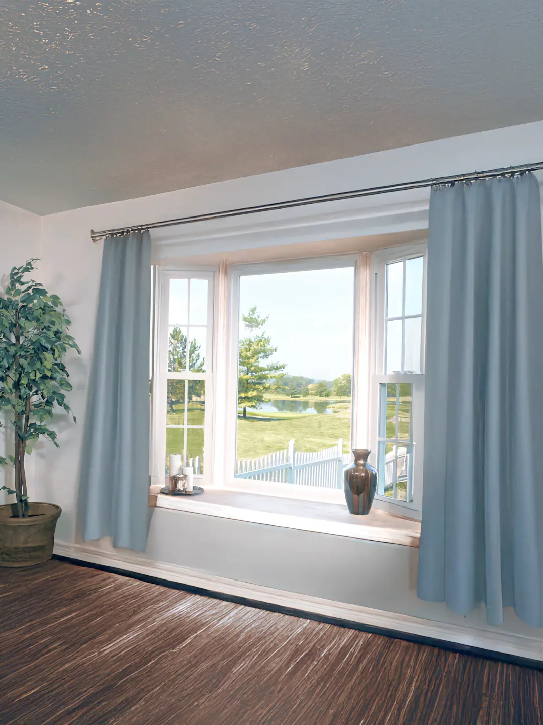 A full color 1080x1440 webp image of a completed bay and bow window installation by CAT Exteriors.