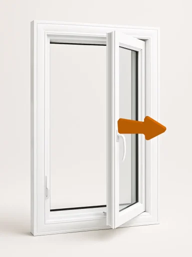 A full color 1080x1440 webp image of a casement window product model from CAT Exteriors.