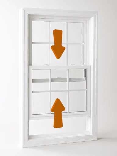 A full color 1080x1440 webp image of a double hung window product model from CAT Exteriors.