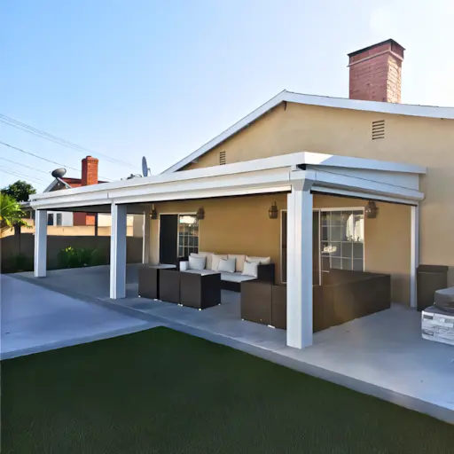 A full color 512x512 webp image representing a completed CAT Exteriors IRP patio cover.