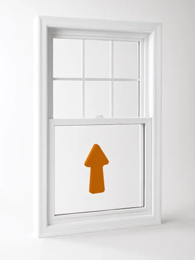 A full color 1080x1440 webp image of a single hung window product model from CAT Exteriors.