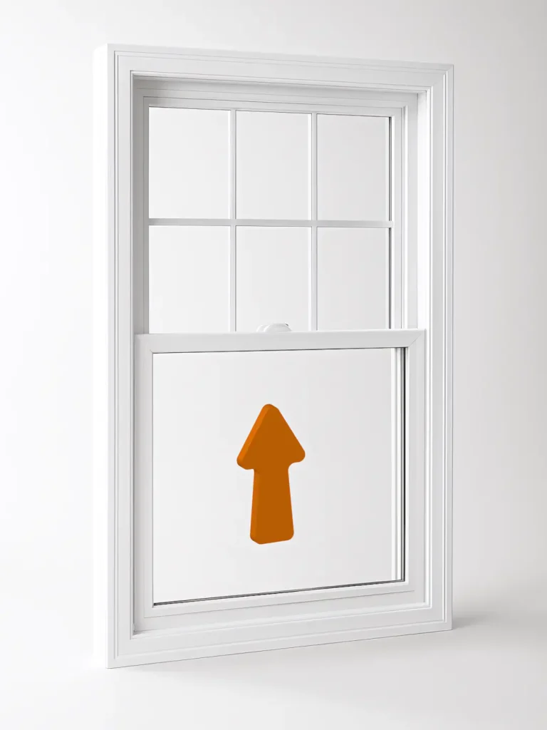 A full color 1080x1440 webp image of a single hung window product model from CAT Exteriors.