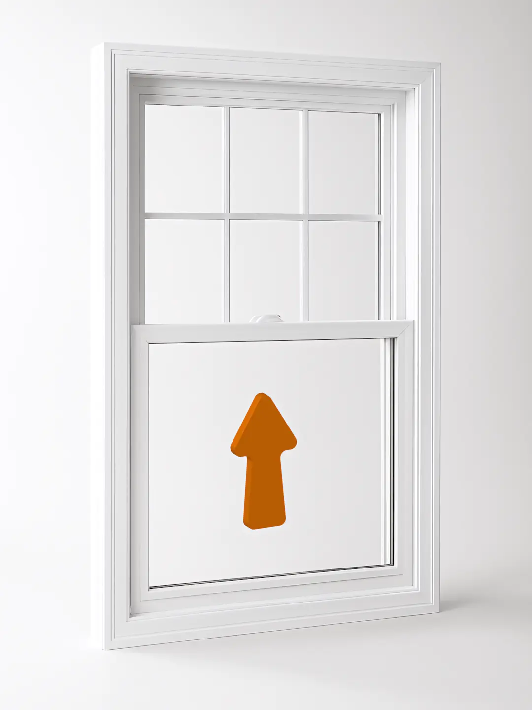 A full color 1080x1440 webp image of a single hung window product model from CAT Exteriors.