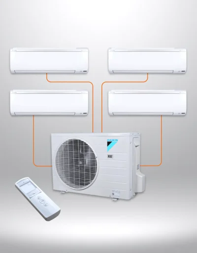 A full color 1080x1440 webp image of a wall mounted mini–split AC unit installed by CAT Exteriors.